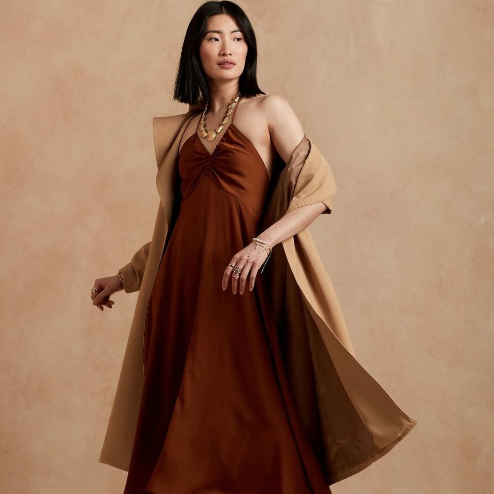NWT Banana Republic Factory Halter Slip Dress in Nouveau Rust